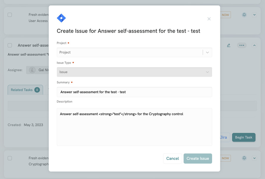 TO Tasks Create Issue with jira