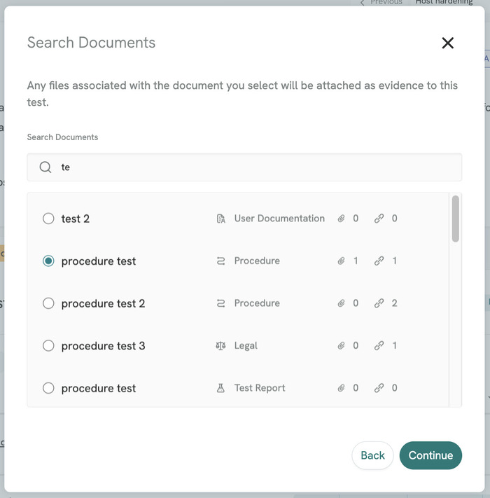 TO Documents Add Evidence Select Document 06