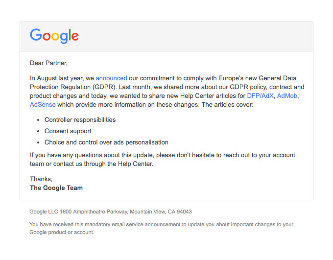 bizops 36 important updates about the general data protection regulation gdpr google