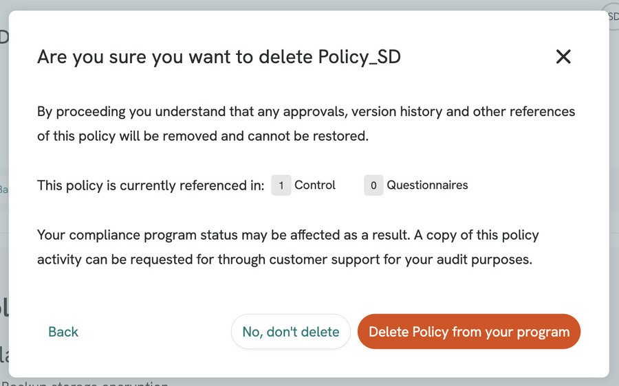 TO Policies Delete Policy 17