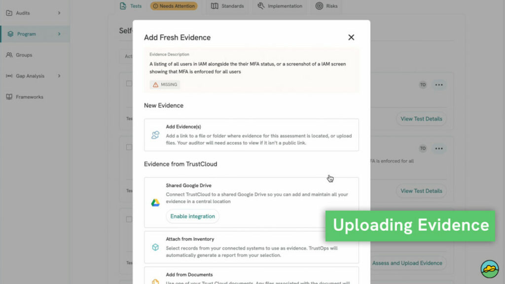 Uploading Evidence