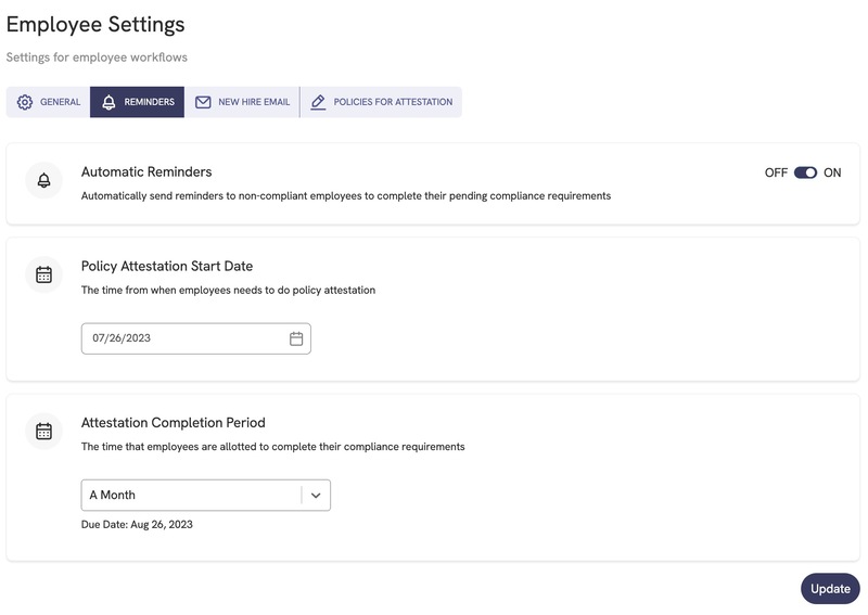 Employee settings