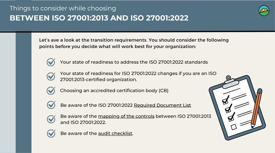 Things to consider while choosing between ISO 270012013 and ISO 270012022