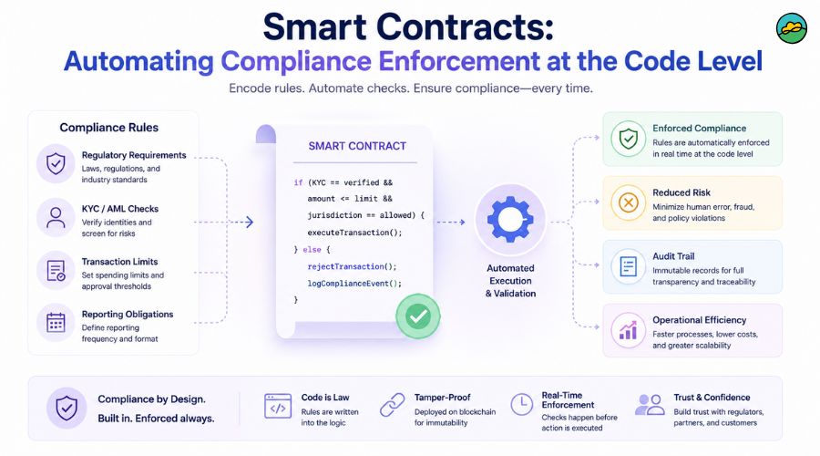 Smart contracts automating compliance enforcement at the code level