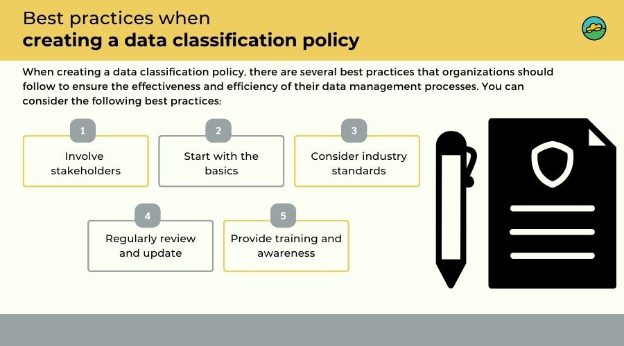 Best practices when creating a data classification policy