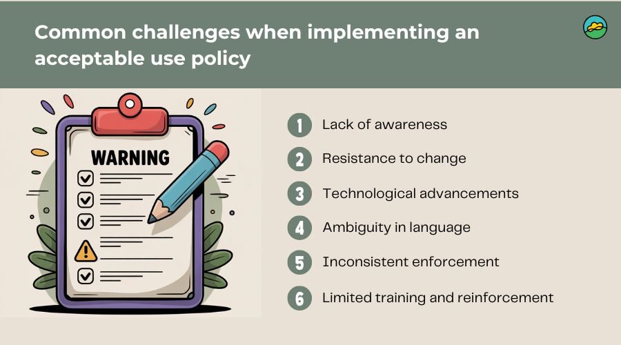 Common challenges when implementing an acceptable use policy