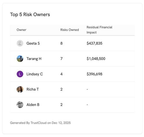 Top 5 Risk Owners