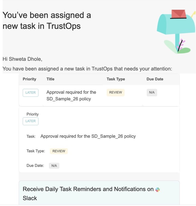 TO Policy Approval Notification