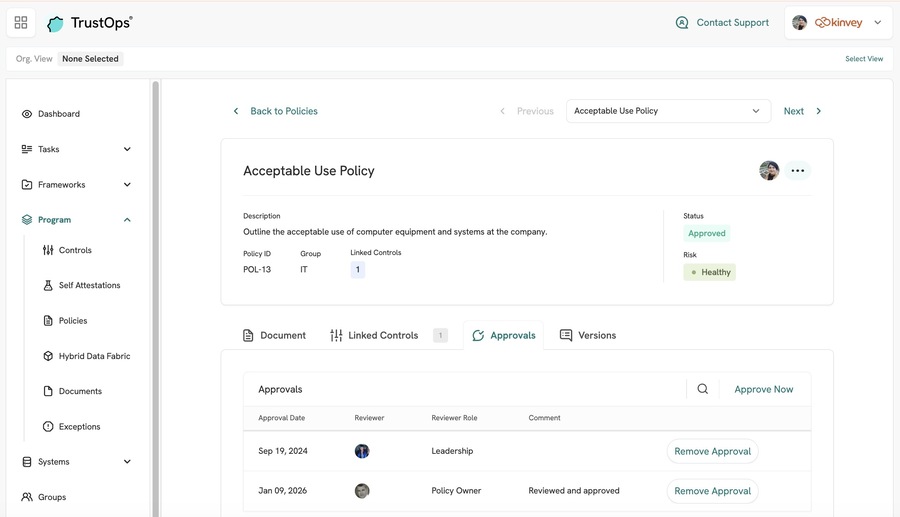 TO - Policies Approval