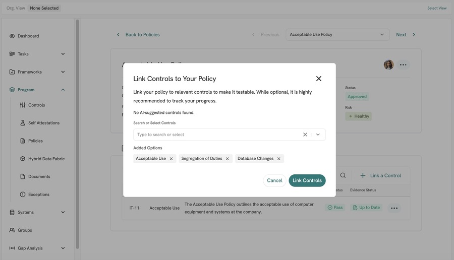 TO - Policies - Link Controls to Your Policy