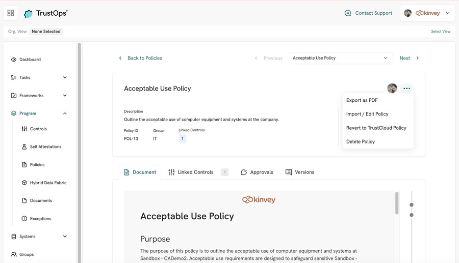 TO - Policy details